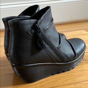 Skechers Black Ankle Booties with Modern Wedge Heel